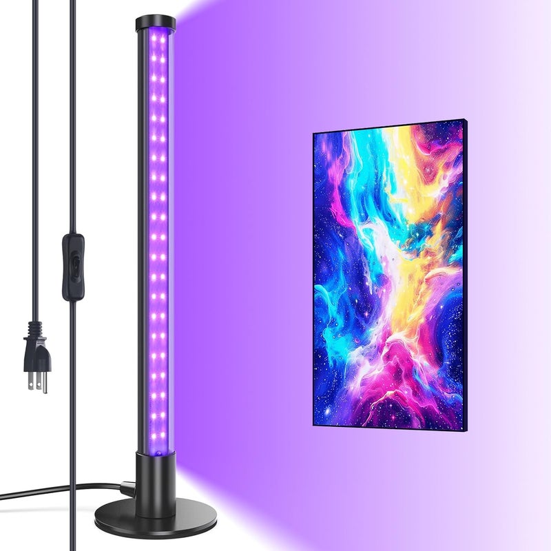 Barrina LED Black Lights, T10 Vertical Standing Table Blacklight Fixture, 14W, 385-400nm, 1FT Desktop Led Black Light with Stand and On/Off Switch, Perfect for Party - Image 1